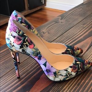 Christian Louboutin Pigalle Satin Floral Pump 37